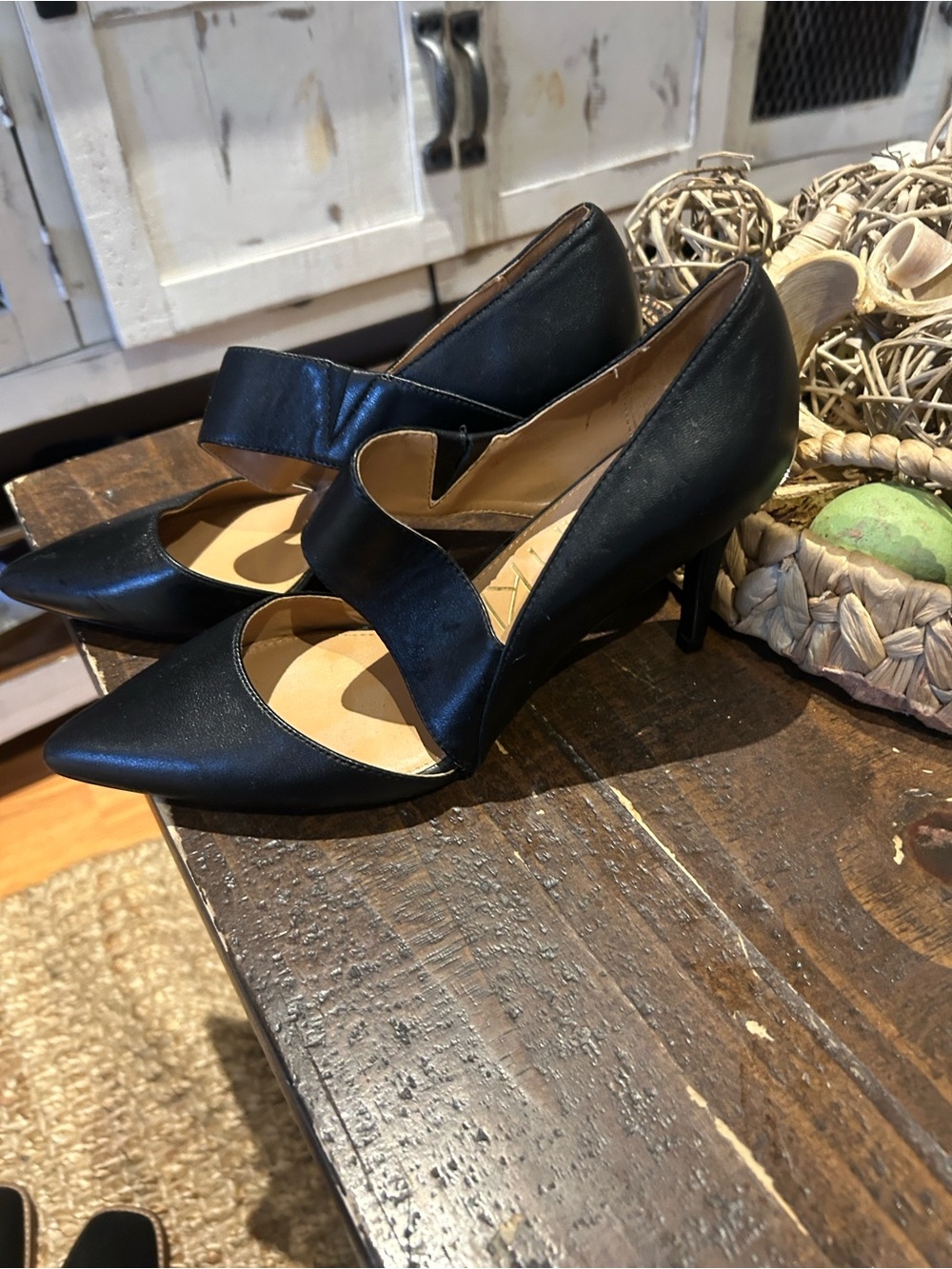 Calvin Klein Black Pointed Mary Jane Heels